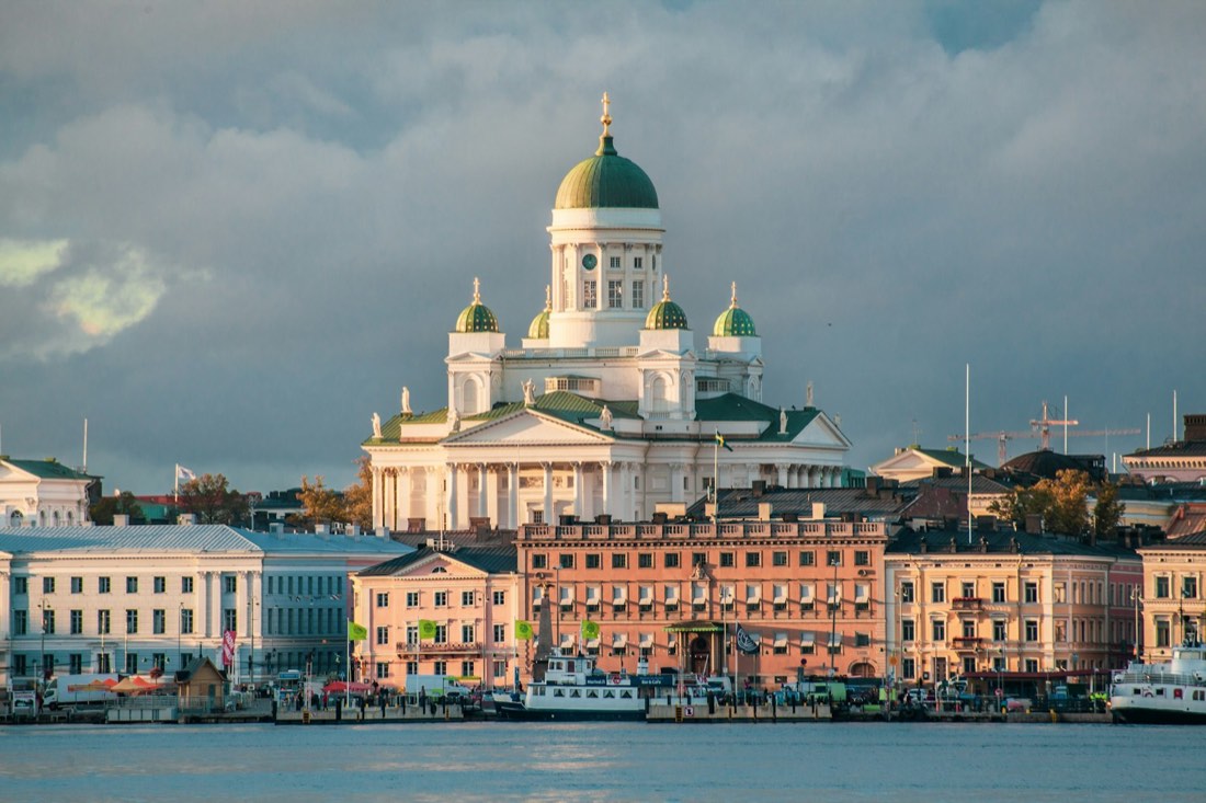 Helsinki Cathedral overlooking the harbour in Helsinki, Finland